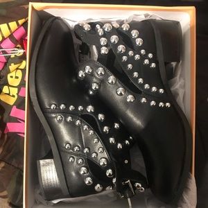 Black silver stud booties